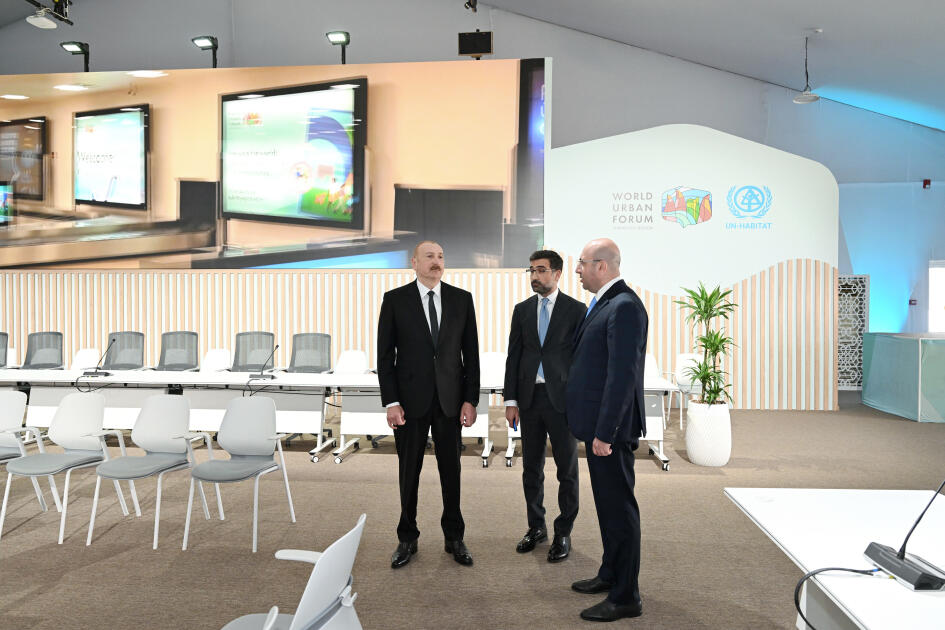 Prezident İlham Əliyev Bakı Olimpiya Stadionunun ərazisində WUF13 ilə bağlı görülən işlərlə tanış olub