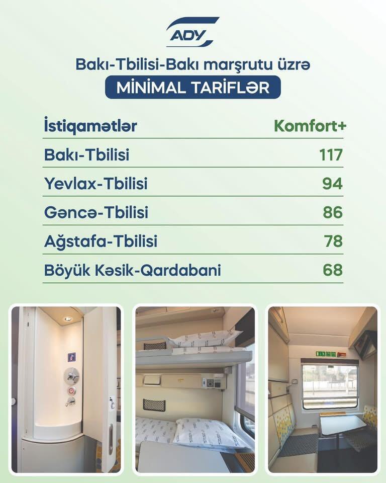 Стала известна стоимость билетов на поезд по всем классам на маршруте Баку-Тбилиси