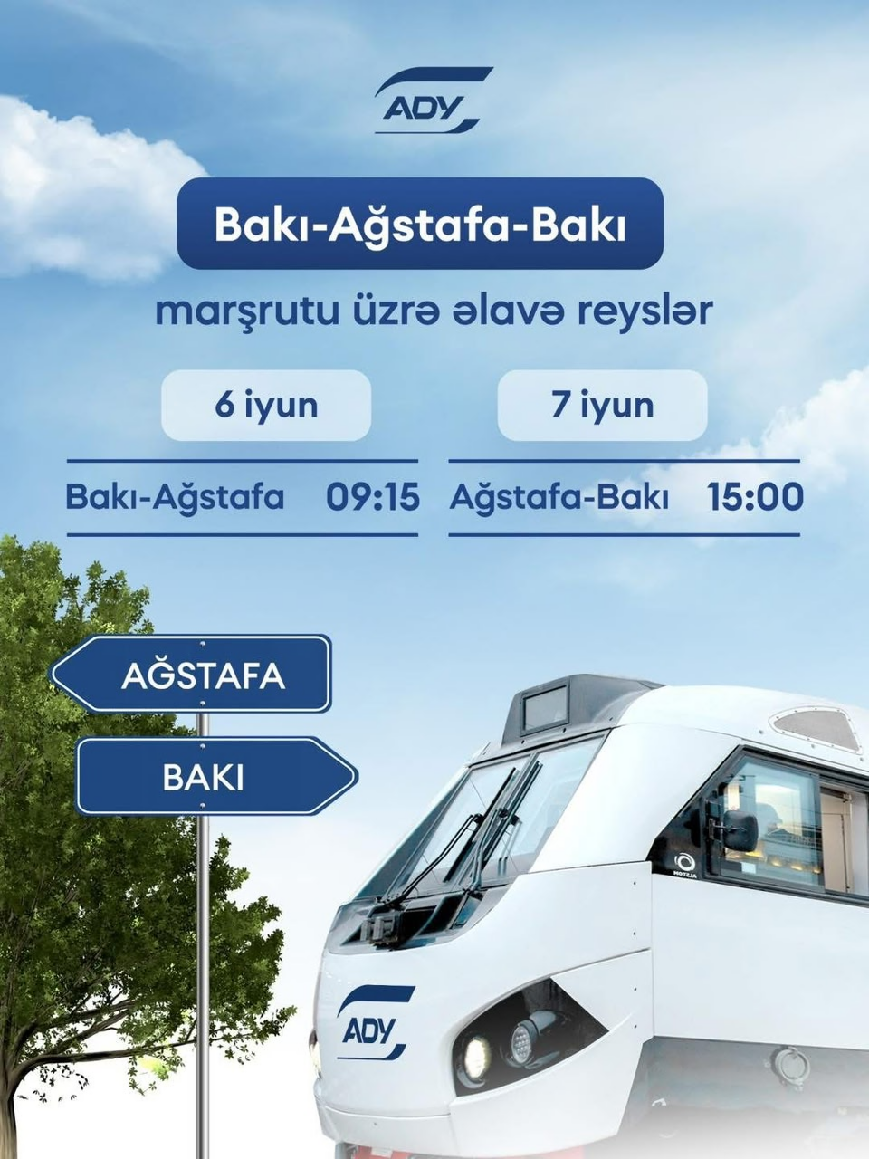 Bakı-Ağstafa-Bakı marşrutu üzrə əlavə qatar reysləri təyin edildi