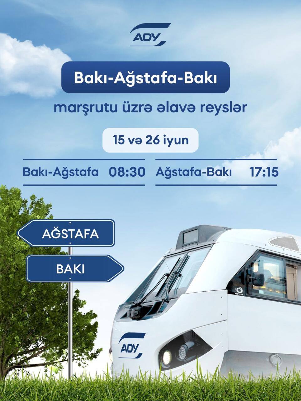Bakı-Ağstafa-Bakı marşrutu üzrə əlavə qatar reysləri təyin edilib