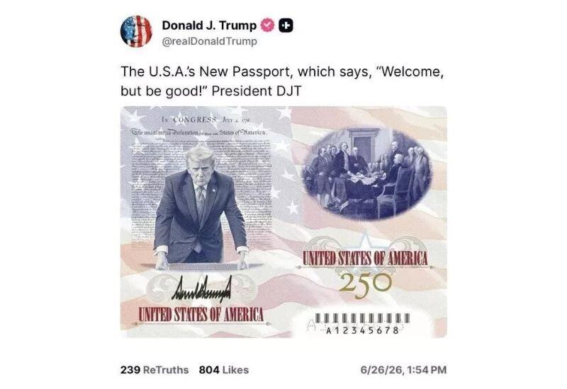 Трамп показал новый дизайн паспорта США