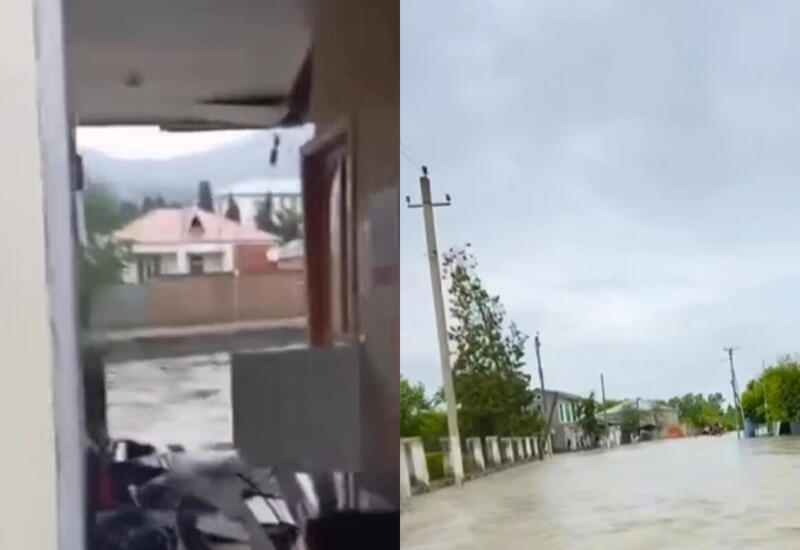 Сильный селевой поток снес здание почты в Загатале