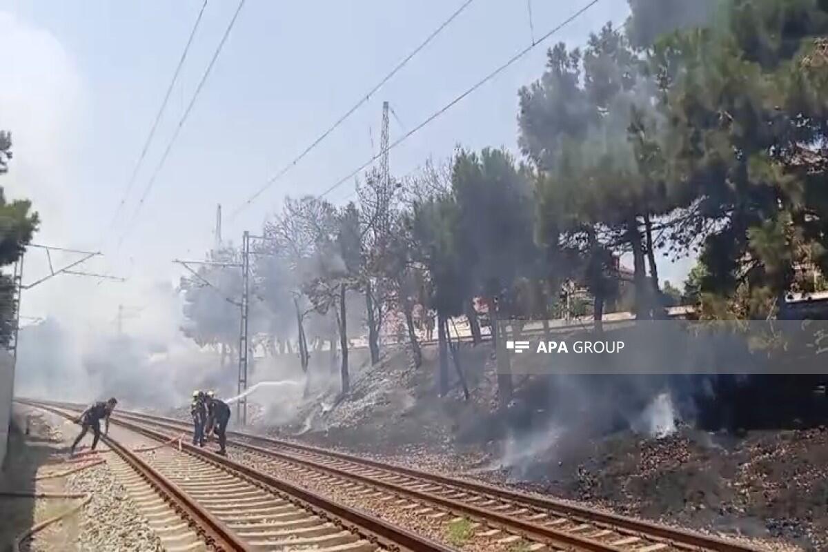 Пожар на крупном проспекте в Баку