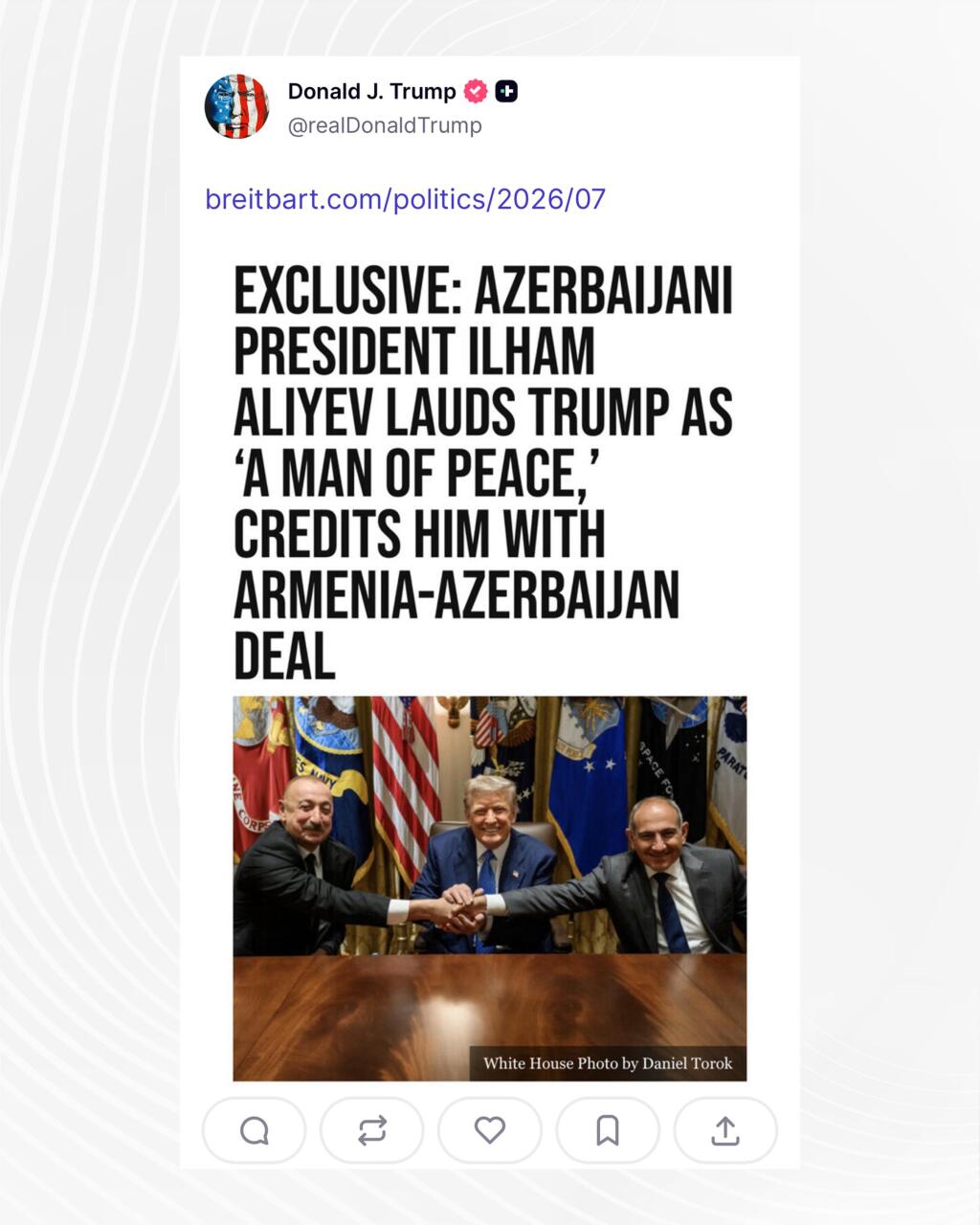 Prezident İlham Əliyev Donald Trampa təşəkkür edib