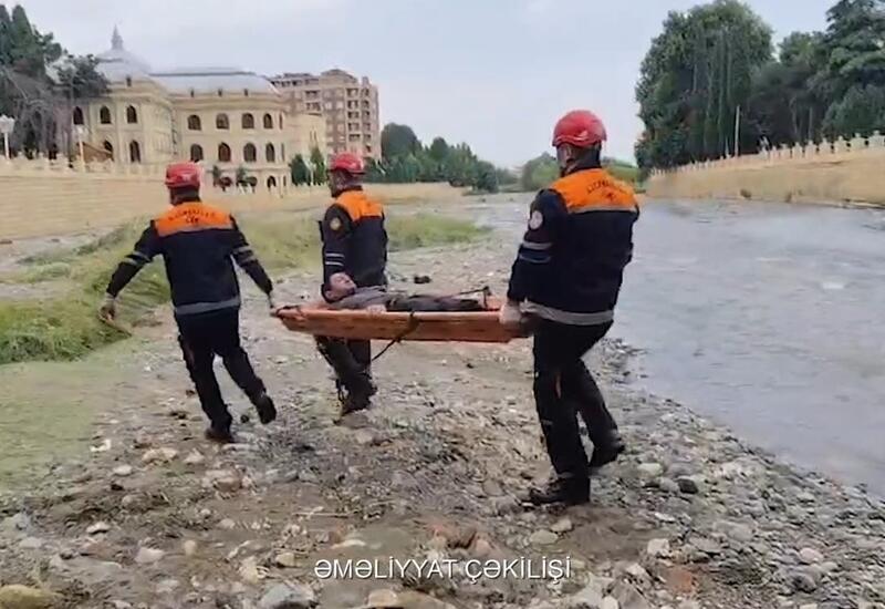 Gəncədə çaya yıxılan şəxs xilas edilib