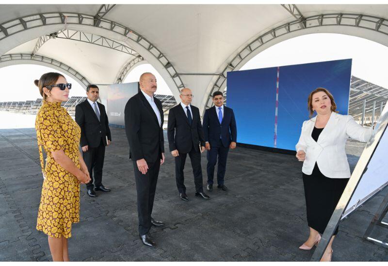 Prezident İlham Əliyev və Birinci xanım Mehriban Əliyeva Naxçıvan şəhərində “Şəms 1” və “Qərbi Üfüq” Günəş Elektrik stansiyalarında görülən işlərlə tanış olublar