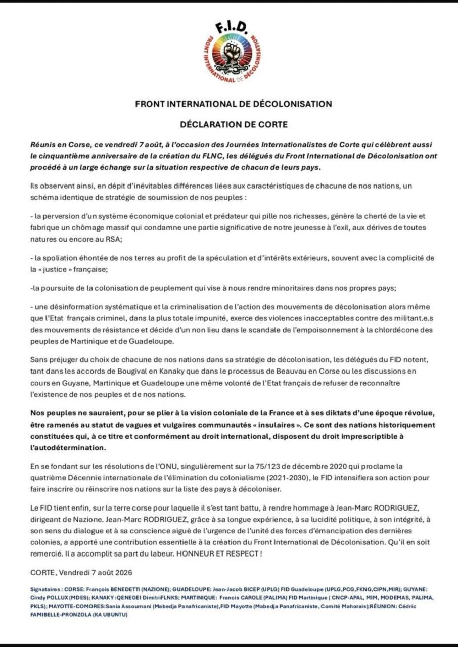 Принята «Кортская декларация» против французского колониализма