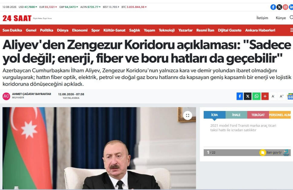 Интервью Президента Ильхама Алиева в центре внимания турецких медиа