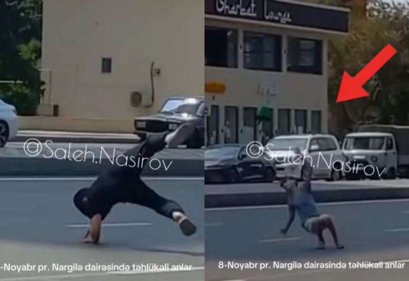 Yolu idman zalına çevirən uşaqların valideynləri polisə çağırıldı
