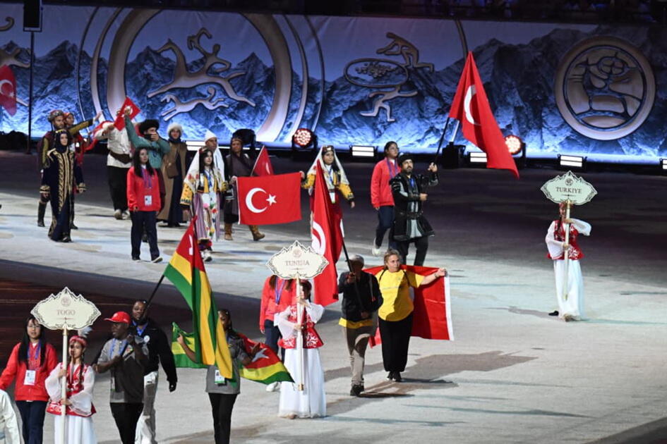 Prezident İlham Əliyev və Birinci xanım Mehriban Əliyeva Bişkekdə 6-cı Dünya Köçəri Oyunlarının açılış mərasimində iştirak ediblər