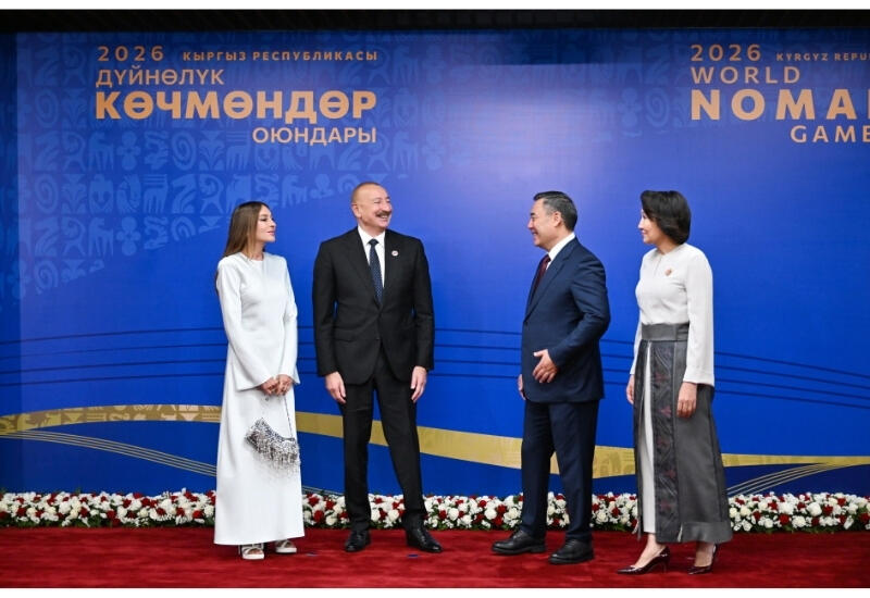 Президент Ильхам Алиев и Первая леди Мехрибан Алиева приняли участие в церемонии открытия VI Всемирных игр кочевников в Бишкеке