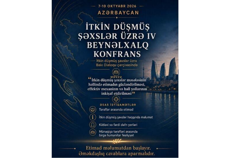 Azərbaycanda itkin düşmüş şəxslər üzrə IV Beynəlxalq Konfrans keçiriləcək