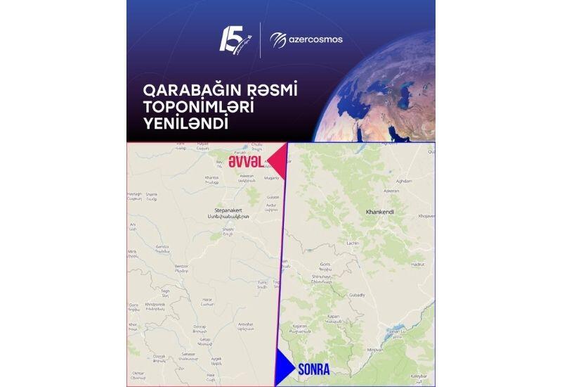 Qarabağın rəsmi toponimləri beynəlxalq rəqəmsal xəritədə yenilənib
