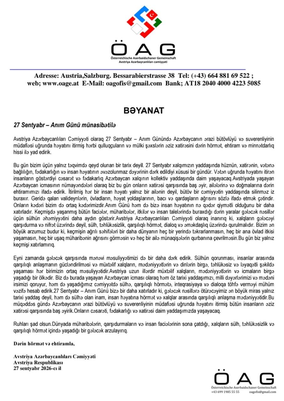 Azərbaycan diaspor təşkilatları Anım Günü ilə bağlı bəyanatlar yayıblar