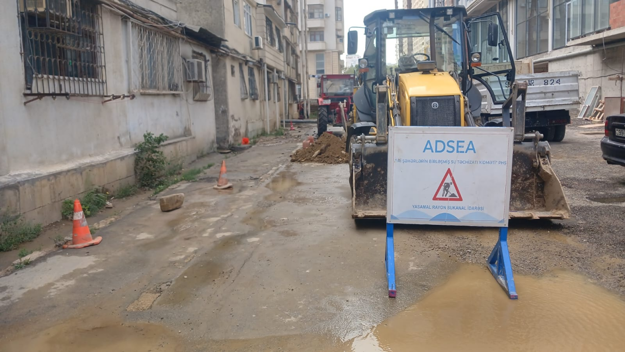 Yasamalda su borusu partlayıb