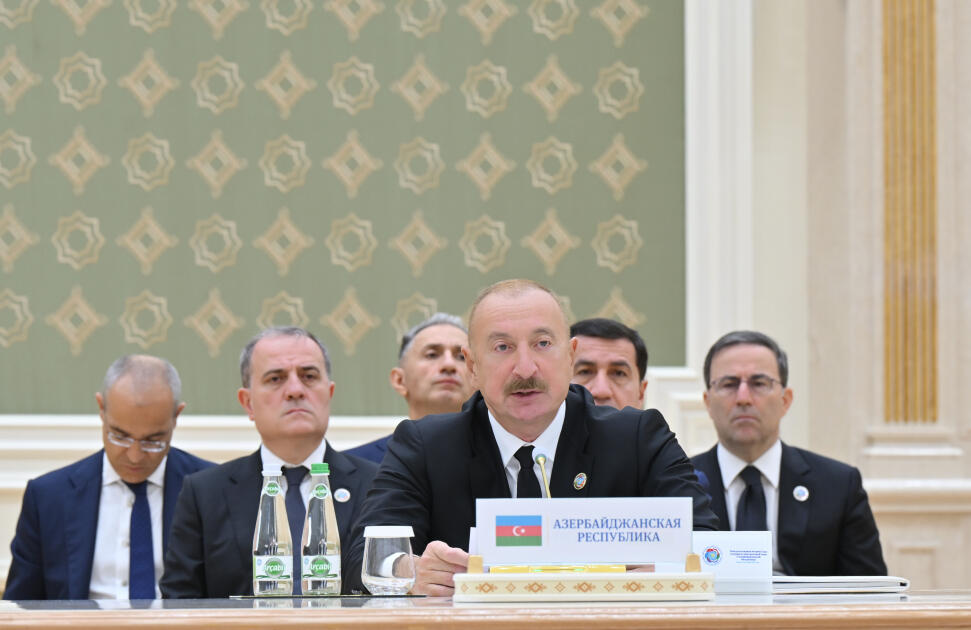 Prezident İlham Əliyev Türkmənbaşıda Azərbaycan və Mərkəzi Asiya Dövlət başçılarının 8-ci Məşvərət görüşündə çıxış edib