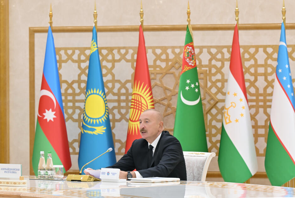 Prezident İlham Əliyev Türkmənbaşıda Azərbaycan və Mərkəzi Asiya Dövlət başçılarının 8-ci Məşvərət görüşündə çıxış edib