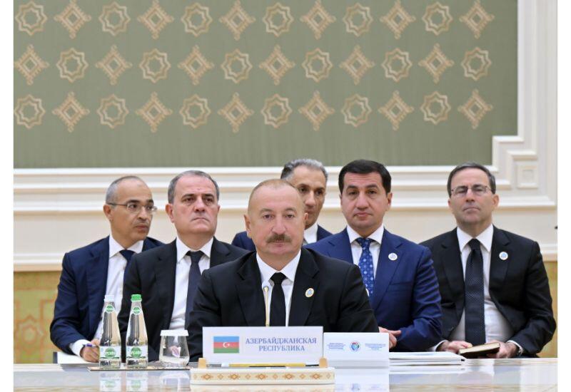 Prezident İlham Əliyev Türkmənbaşıda Azərbaycan və Mərkəzi Asiya Dövlət başçılarının 8-ci Məşvərət görüşündə çıxış edib