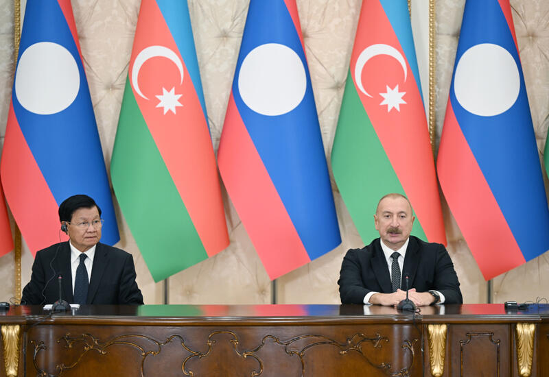 Prezident İlham Əliyev və Laos Prezidenti mətbuata bəyanatlarla çıxış ediblər