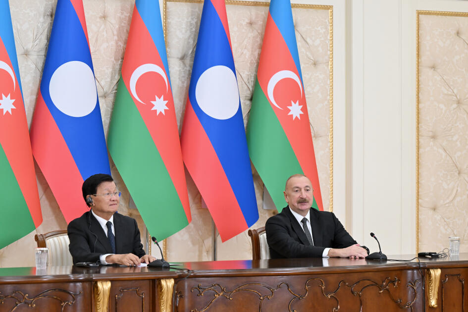Prezident İlham Əliyev və Laos Prezidenti mətbuata bəyanatlarla çıxış ediblər