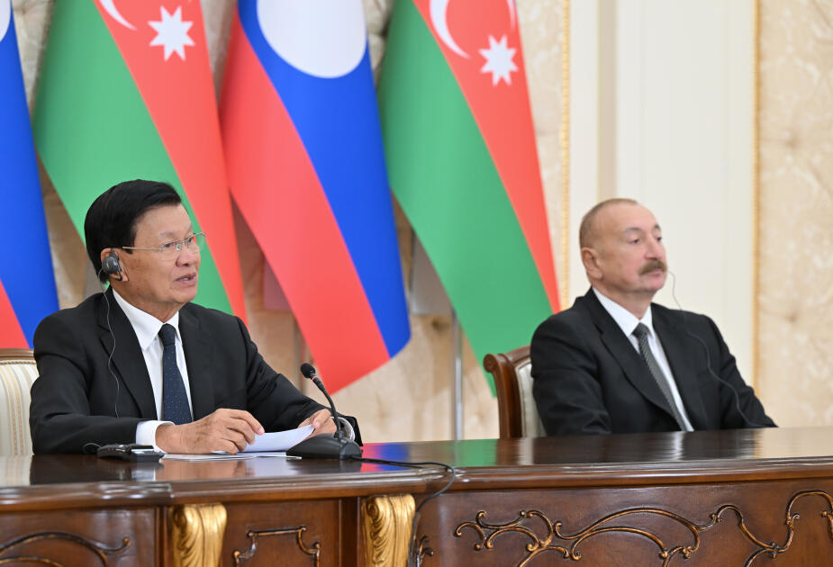Prezident İlham Əliyev və Laos Prezidenti mətbuata bəyanatlarla çıxış ediblər