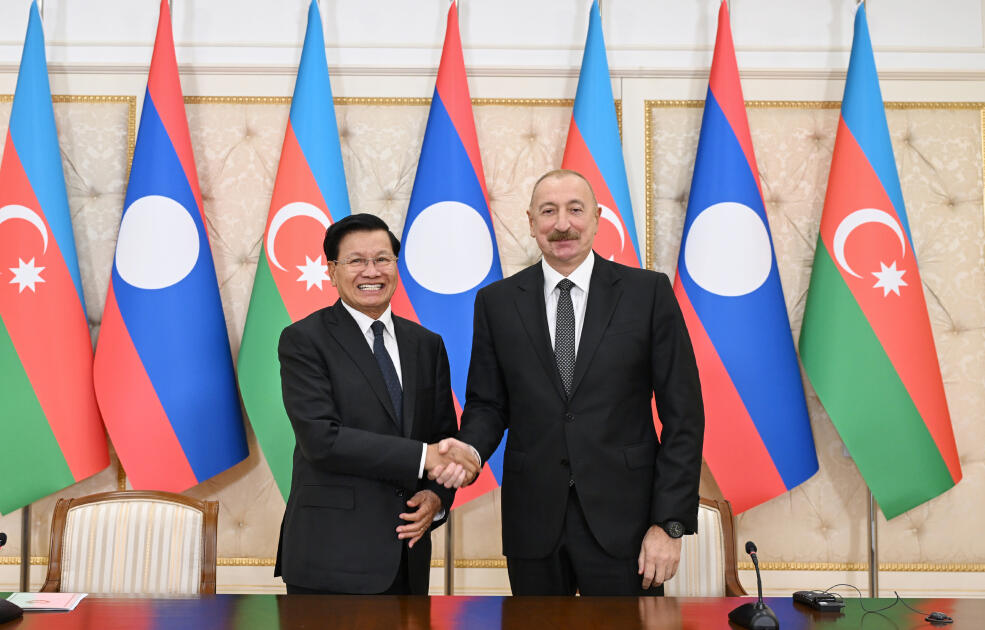 Prezident İlham Əliyev və Laos Prezidenti mətbuata bəyanatlarla çıxış ediblər