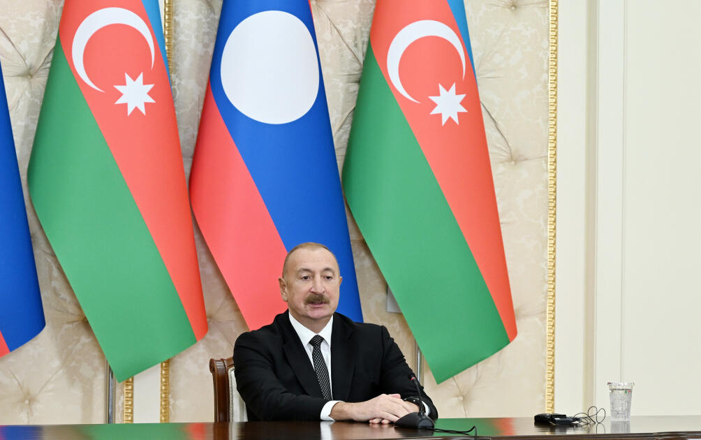 Prezident İlham Əliyev və Laos Prezidenti mətbuata bəyanatlarla çıxış ediblər