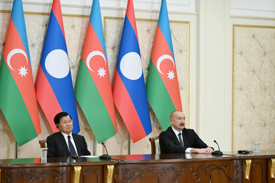 Prezident İlham Əliyev və Laos Prezidenti mətbuata bəyanatlarla çıxış ediblər