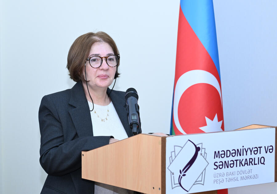 Alyona Əliyeva Mədəniyyət və Sənətkarlıq üzrə Bakı Dövlət Peşə Təhsili Mərkəzində inklüziv təlim və tədris mərkəzinin açılışında iştirak edib