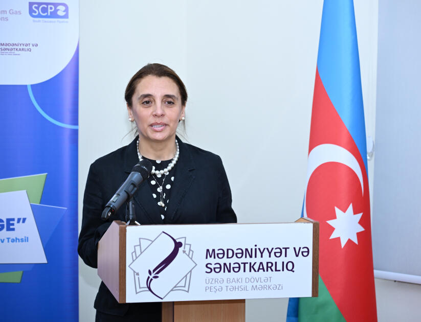 Alyona Əliyeva Mədəniyyət və Sənətkarlıq üzrə Bakı Dövlət Peşə Təhsili Mərkəzində inklüziv təlim və tədris mərkəzinin açılışında iştirak edib