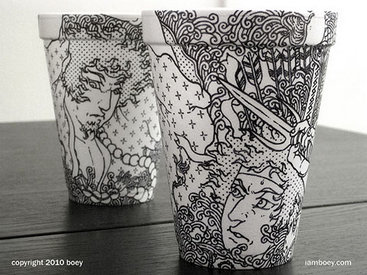 "Картинная галерея Day.Az": Рисунки на кофейных стаканчиках - ФОТО