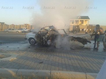 Bakıda dəhşətli qəza: sürücü diri-diri yandı - YENİLƏNİB - VİDEO