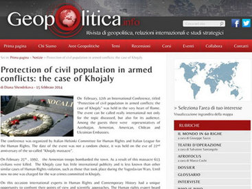 Итальянский журнал "Geopolitica" рассказал о геноциде в Ходжалы - ФОТО