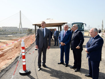 Президент Ильхам Алиев ознакомился с ходом работ по строительству Олимпийского стадиона, ряда дорожных объектов и восстановлению экосреды озера Беюкшор - ОБНОВЛЕНО - ФОТО