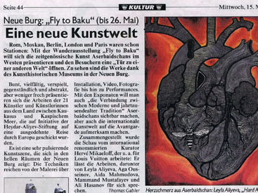 Avstriyanın nüfuzlu “Kronen Zeitung“ qəzetində Vyanada açılmış “Bakıya uçuş” sərgisinə həsr olunmuş məqalə dərc olunmuşdur - FOTO