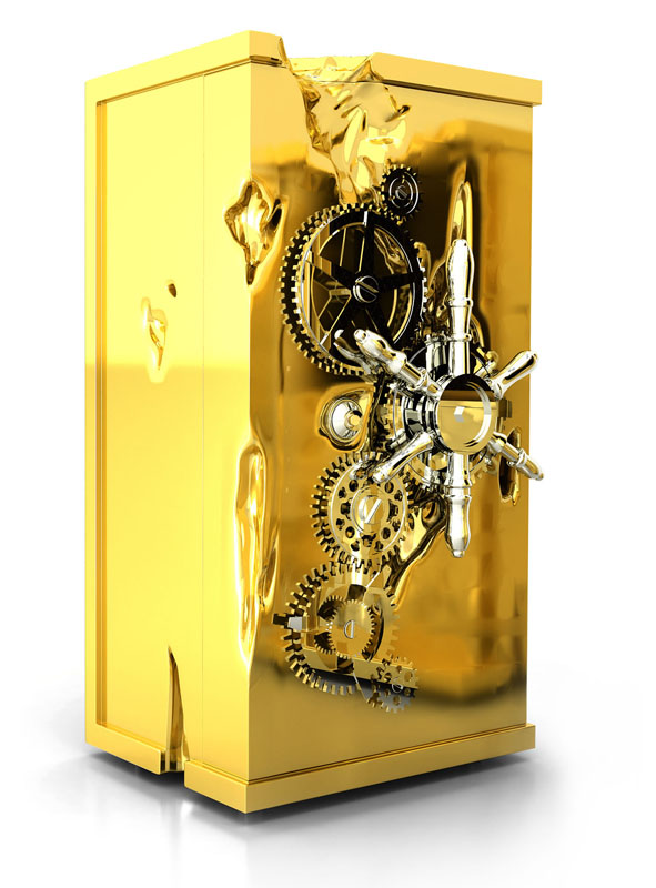 Роскошный золотой сейф в интерьере - ФОТО