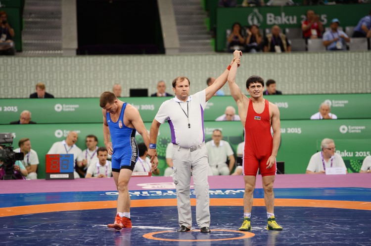 Президент Ильхам Алиев и его супруга Мехрибан Алиева в рамках первых Европейских игр наблюдали за ходом соревнований по карате и борьбе - ОБНОВЛЕНО - ФОТО