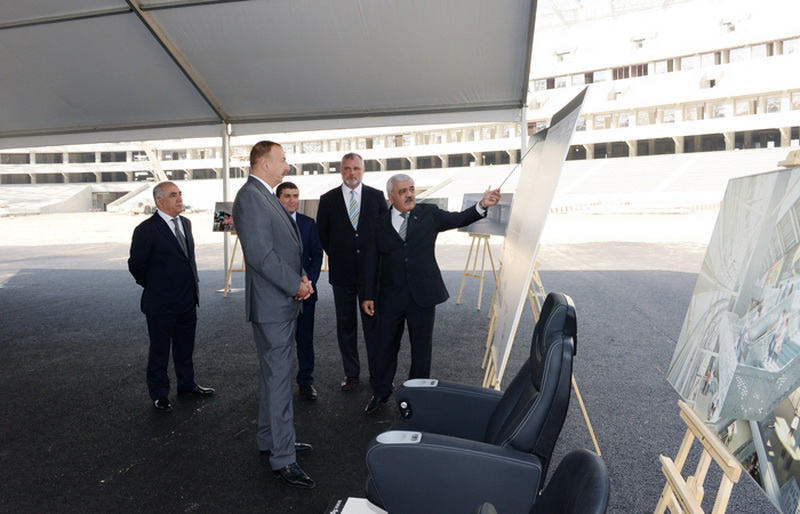 Президент Ильхам Алиев ознакомился с ходом работ по строительству Олимпийского стадиона, ряда дорожных объектов и восстановлению экосреды озера Беюкшор - ОБНОВЛЕНО - ФОТО