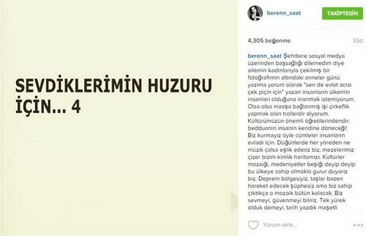 Beren Saat sükutunu pozdu - FOTO