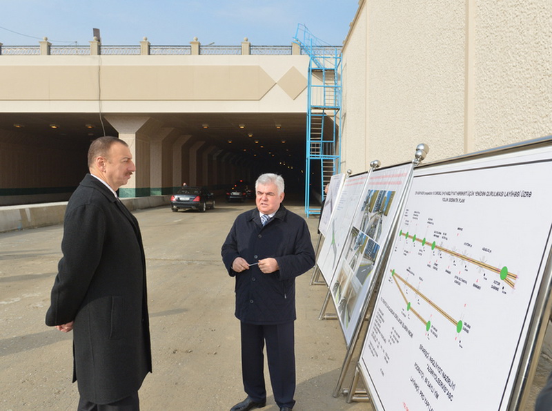 Президент Ильхам Алиев ознакомился с ходом строительных работ на дорожных узлах на проспекте Зии Буниятова - ОБНОВЛЕНО - ФОТО