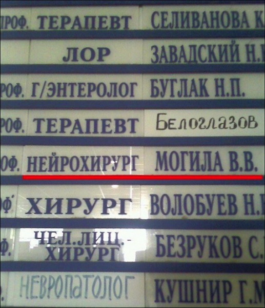 Забавные сочетания фамилий и профессий - ФОТОСЕССИЯ