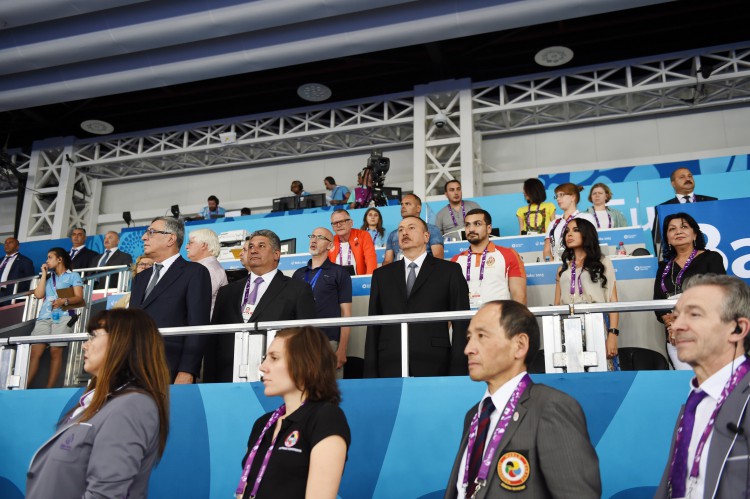 Президент Ильхам Алиев и его супруга Мехрибан Алиева в рамках первых Европейских игр наблюдали за ходом соревнований по карате и борьбе - ОБНОВЛЕНО - ФОТО