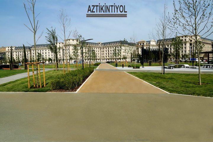 Впервые в Азербайджане цветной асфальт от компании "Aztikintiyol" - ФОТО