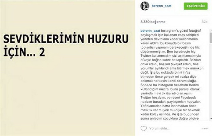 Beren Saat sükutunu pozdu - FOTO