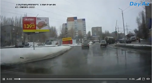 Пешеход прыгнул под автоцистерну - ВИДЕО