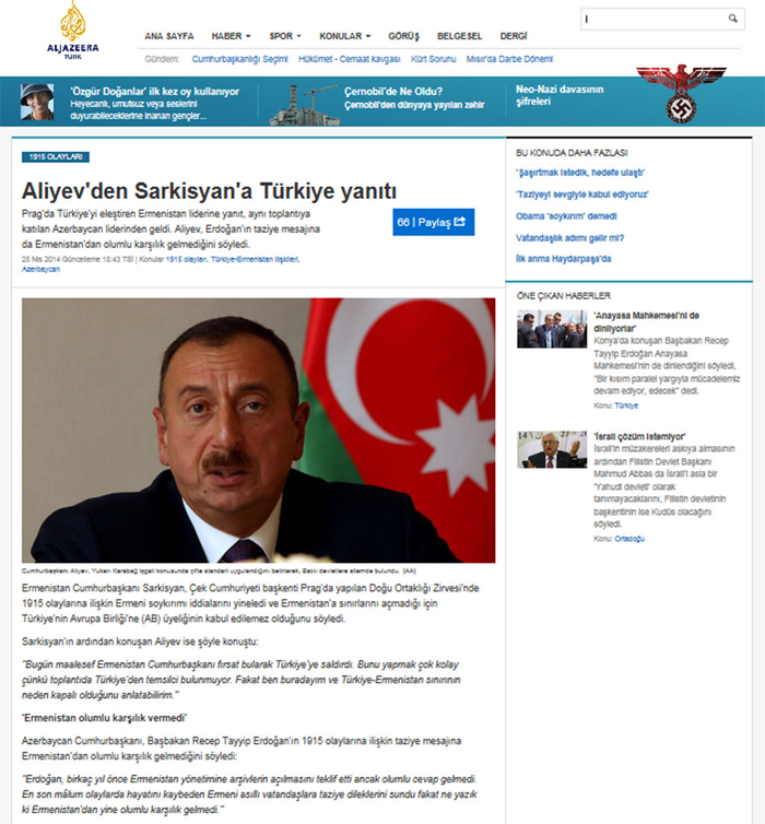 Главная новость турецких СМИ: весомый ответ Президента Азербайджана Ильхама Алиева Сержу Саргсяну - ФОТО
