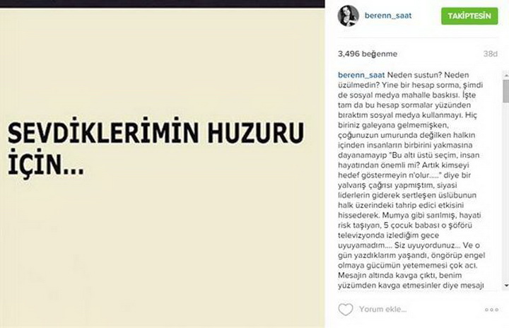 Beren Saat sükutunu pozdu - FOTO