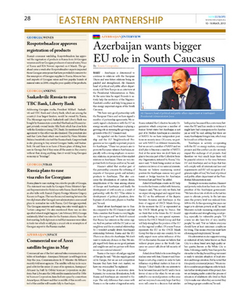 Али Гасанов: "ЕС должен рассмотреть вопрос присутствия в Минской группе своего спецпредставителя"